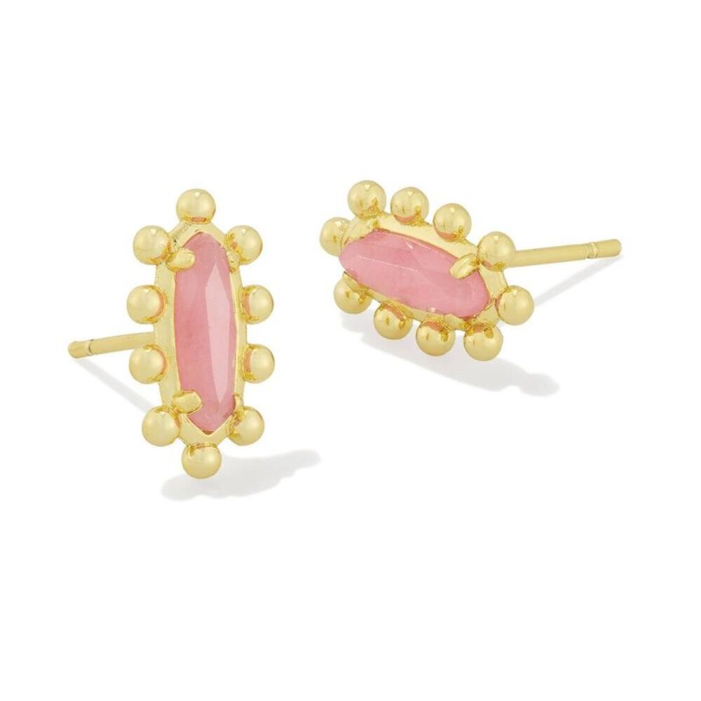 Kendra Scott Emma Framed Stud Earrings - Gold/Mauve Quartzite One Size